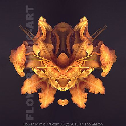 Kaleidoscopic Orange Lilies Flower Made Art Botanical Image A6