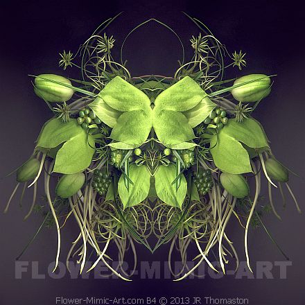 Green Foliate Face Plant Made Botanical Lion Emerging Art Image B4