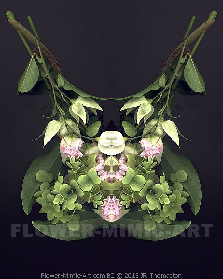 Floral Art Valentine Botanical Arrangement in Pink, White & Green Flowers Image B5